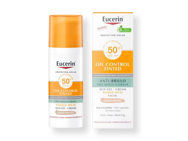 Eucerin Oil Control Tinted Sunscreen, SPF 50+, Medium Tone, 50 mL
