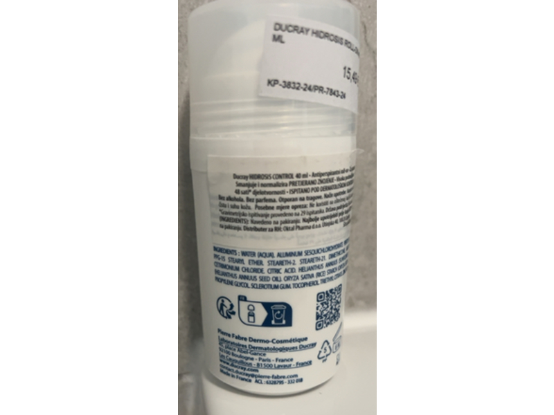 Ducray Hidrosis Control Antiperspirant Roll-On, 40 mL