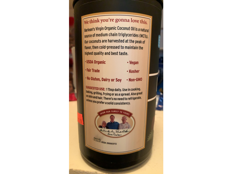 Barlean's Coconut Oil, Island Fresh, 32 fl oz/946 mL