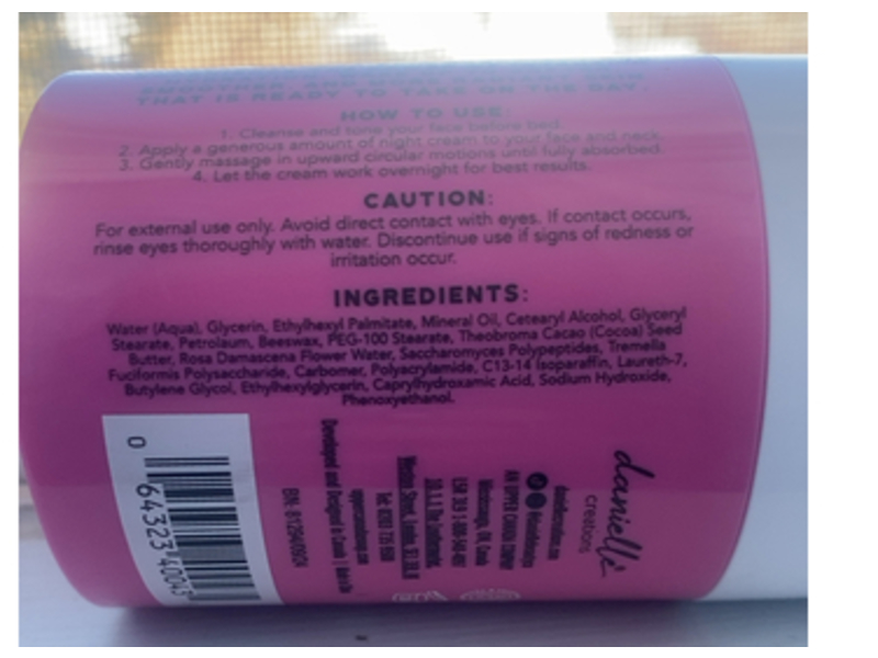 Dani Beauty Moisturizing Night Cream, Rosewater, 4 fl oz/118 mL