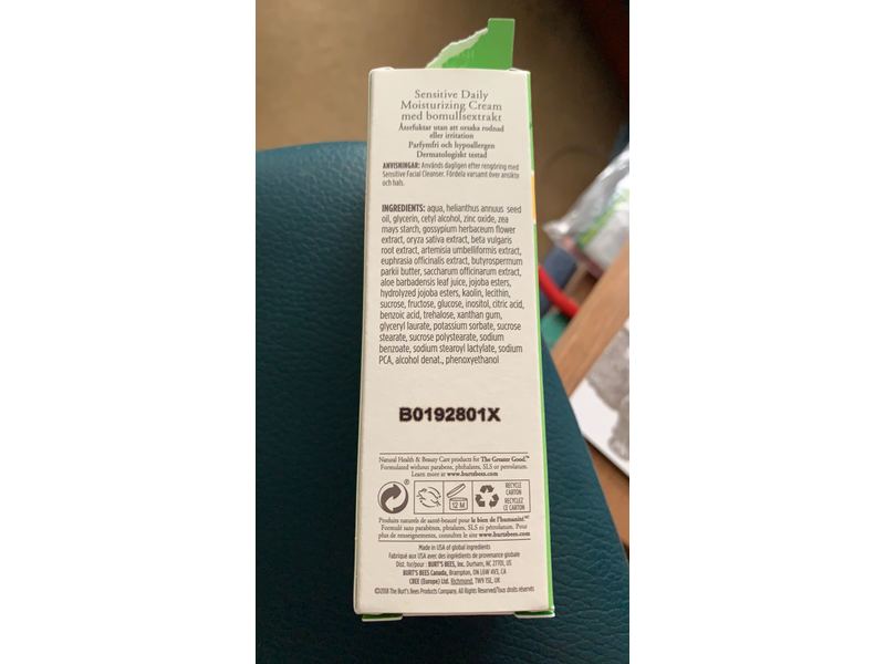 Burt's Bees Sensitive Daily Moisturizing Cream with Cotton Extract, Rice Extract & Aloe - 1.8 Ounces