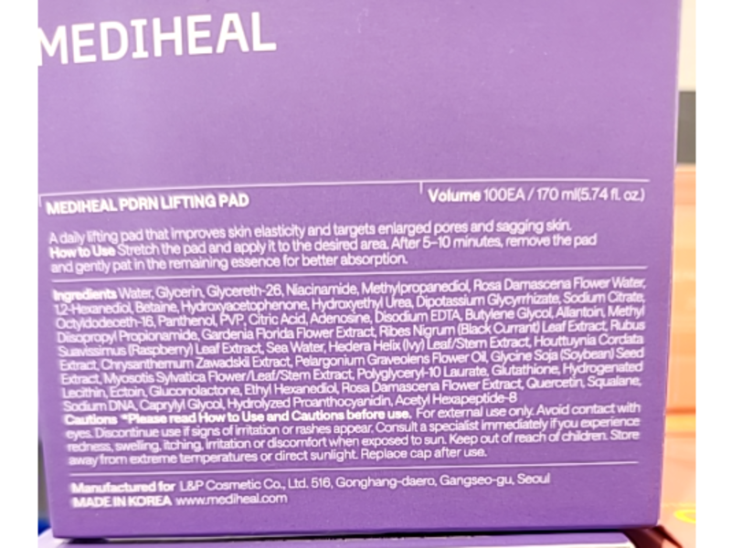 Mediheal Pdrn Lift Pad, 5.74 fl oz/170 mL, 100 Count