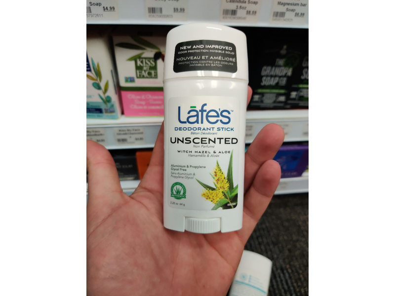 Lafe's Deodorant Stick, Witch Hazel & Aloe, 2.25 oz/64 g