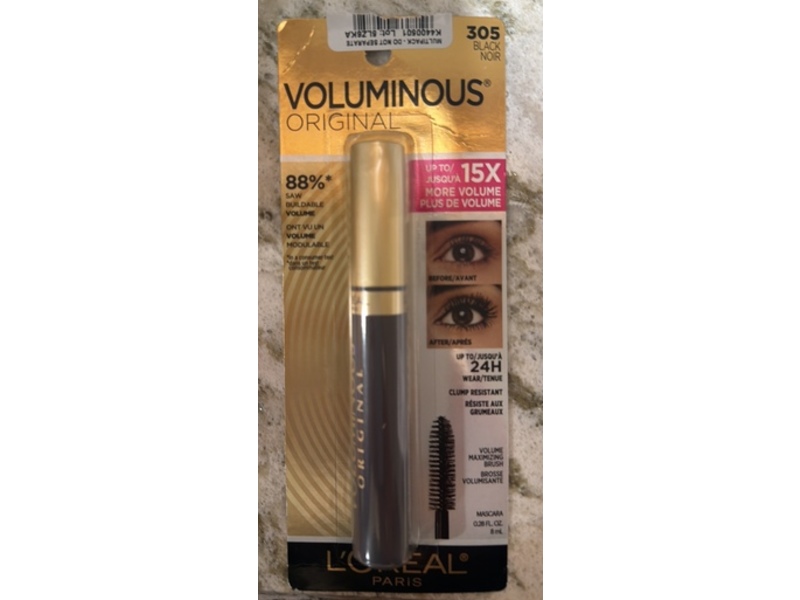 L’Oreal Paris Original Voluminous Mascara, Black, 0.28 fl oz/8 mL, Pack Of 2