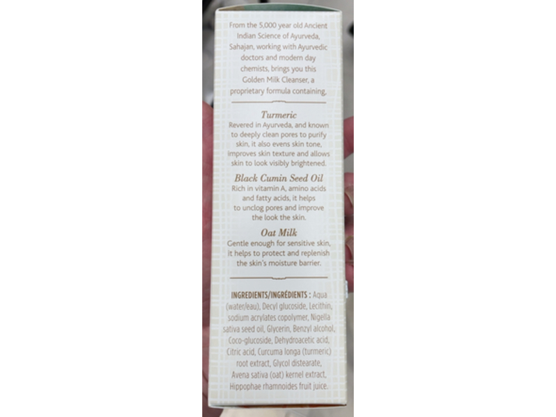 Sahajan Golden Milk Cleanser, Essential Ayurvedic Blend, 4 fl oz/120 mL