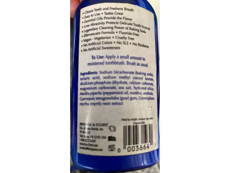 Eco-Dent Daily Care Baking Soda Tooth Powder, Original Mint, 2 oz/56 g