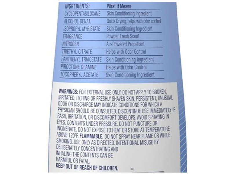 Secret Aluminum Free Whole Body Spray Deodorant, Powder Fresh Scent, 3.5 oz/99 g