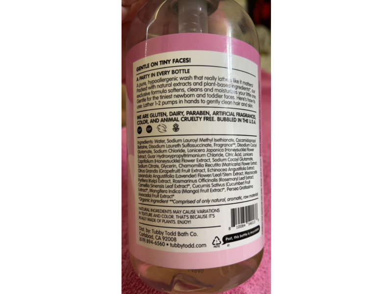 Tubby Todd Bath Co Hair + Body Wash, Fresh Raspberry, 25 fl oz/739 mL