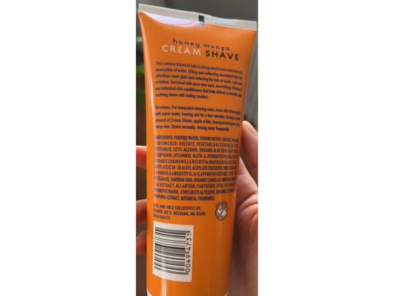 Trader Joe's Moisturizing Shave Cream, Honey Mango, 8 fl oz/237 mL