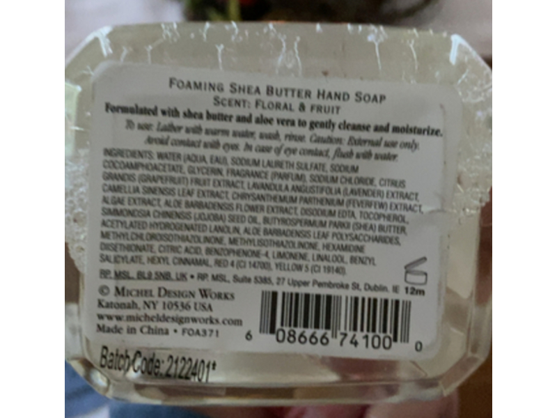 Michel Design Works Foaming Shea Butter Hand Soap, Birds & Butterflies, 17.8 fl oz/530 mL