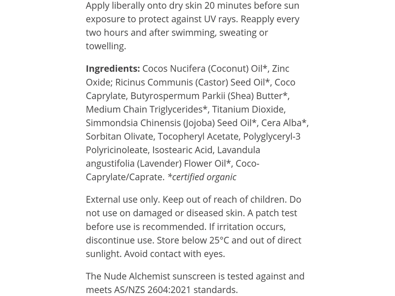 The Nude Alchemist Natural Sunscreen, SPF 30, 75 g
