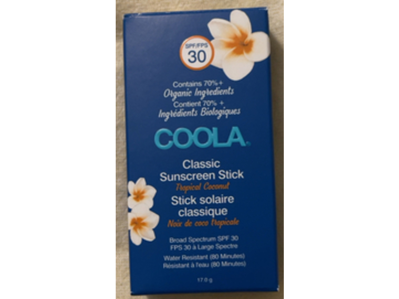 Coola Classic Sunscreen Stick, Tropical Coconut, SPF 30, 17 g