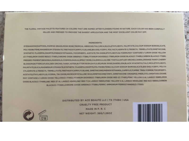 Ace Beaute Floral Vintage Eyeshadow Palette, 1.26 oz/36 g