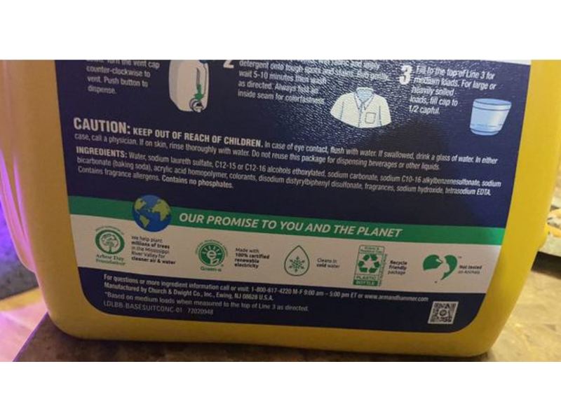 Arm & Hammer Powerfully Clean Liquid Laundry Detergent, Clean Burst, 140 Loads, 189 fl oz