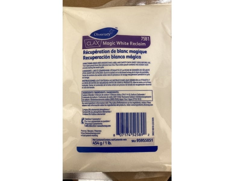 Diversey Clax Magic White Reclaim Whiteness Laundry Detergent, 45 g