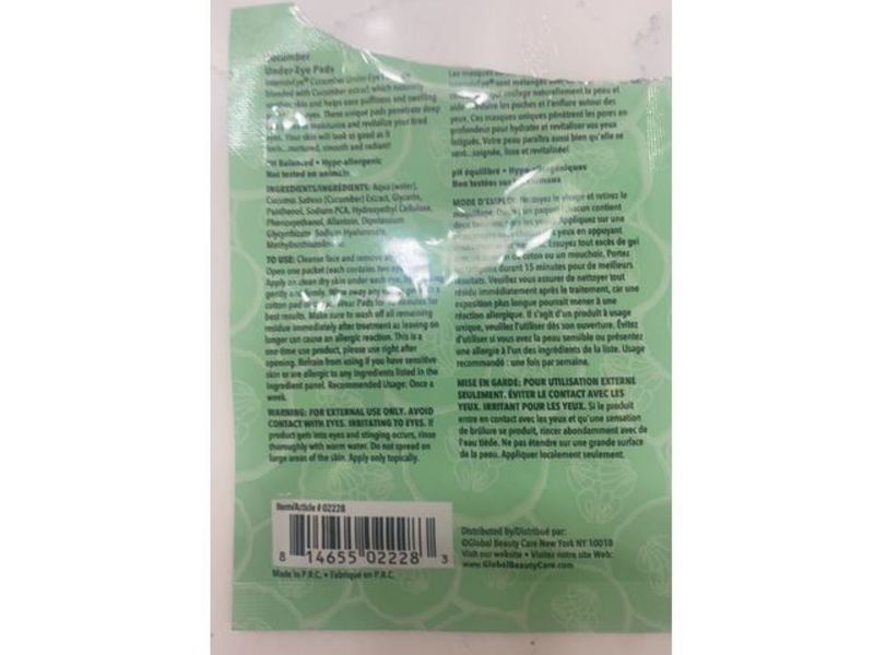 IntensivEye Under-Eye Pads, Cucumber, 1 Count, Pack Of 5