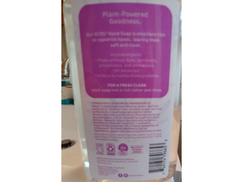 ECOS Hypoallergenic Hand Soap, Lavender, 17 fl oz/503 mL