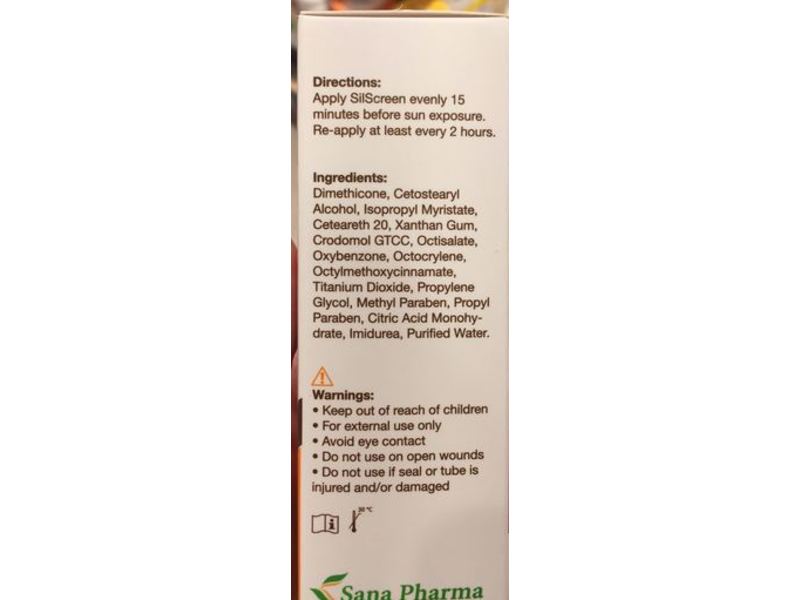 Sana Pharma Silscreen Siliconized Sunscreen Cream, SPF 50+, 50 g