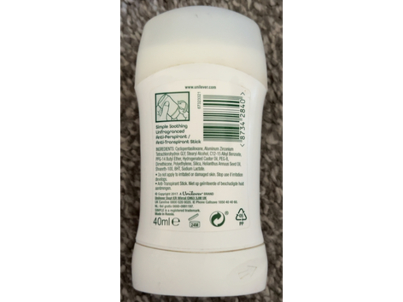 Simple Soothing Anti-Perspirant, 40 mL, Pack Of 6