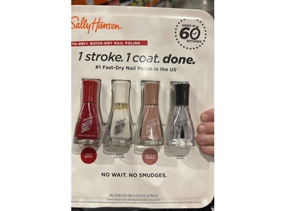 Sally Hansen Nail Colors & Top Coat Set, Asap Apple, White On Time, Buff & Tumble, Clearly Quick, 0.31 fl oz/9.17 mL