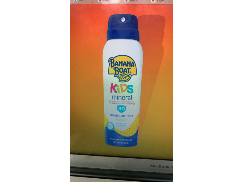 Banana Boat Kids Mineral Sunscreen Spray, SPF 30, 5 oz/142 g, Pack Of 2