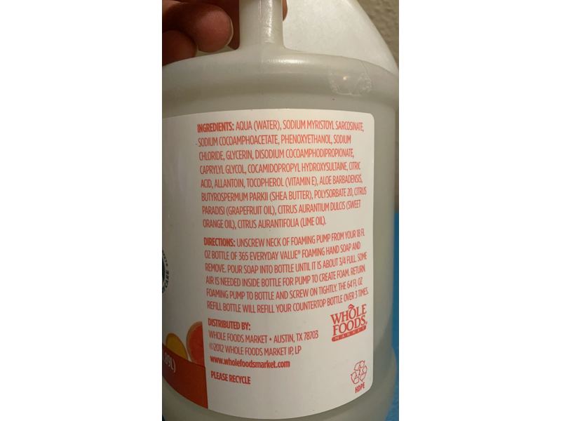 365 Everyday Value Foaming Hand Soap, Citrus Grapefruit, 64 fl oz/1.89 L