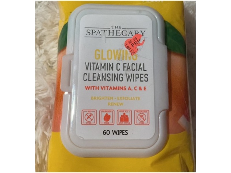 The Spathecary Glowing Facial Cleansing Wipes, Vitamin A, C & E, 60 Count