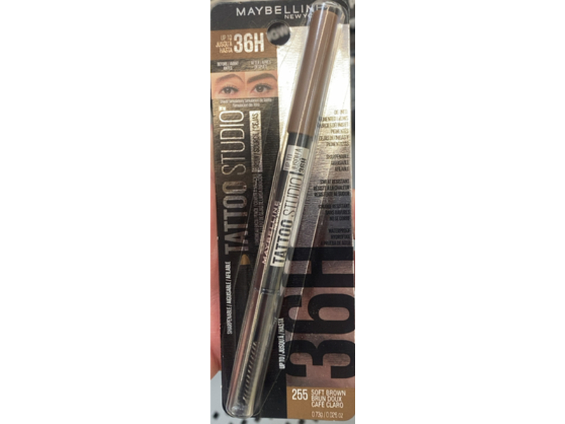 Maybelline Tattoo Studio Eyebrow Pencil, 255 Soft Brown, 0.73 g/0.026 oz