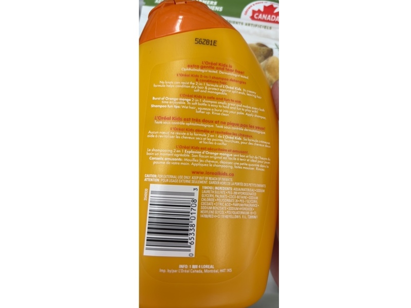 L'Oreal Kids 2 In 1 Extra Gentle Shampoo, Burst Of Orange-Mango, 265 mL