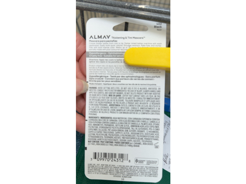 Almay Thickening & Tint Mascara, 402 Black Noir, 0.28 fl oz/8.3 mL