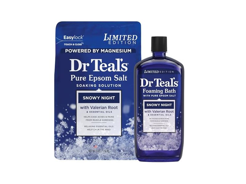Dr Teal's Foaming Bath Salt, Snowy Night, 34 fl oz/1000 mL