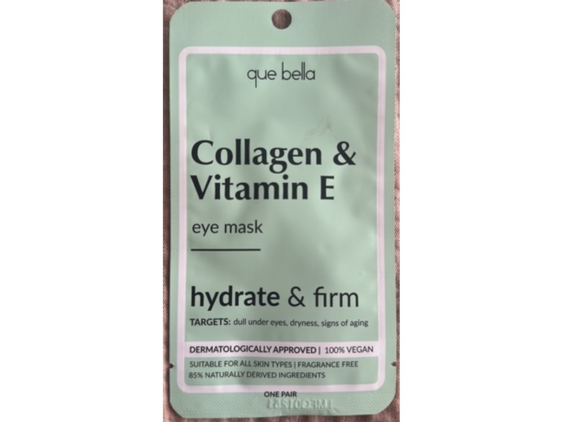 Que Bella Hydrate & Firm Eye Mask, Collagen & Vitamin E, 1 Pair