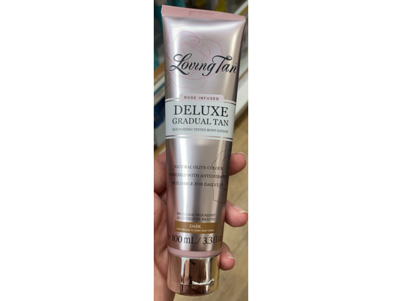 Loving Tan Deluxe Gradual Tan Body Lotion, Dark Rose, 3.3 fl oz/100 mL