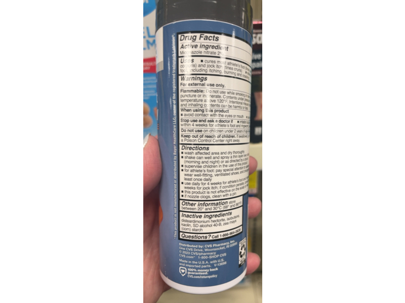 CVS Health Athlete's Foot Powder Spray, Miconazole Nitrate 2%, 4.6 oz/130 g