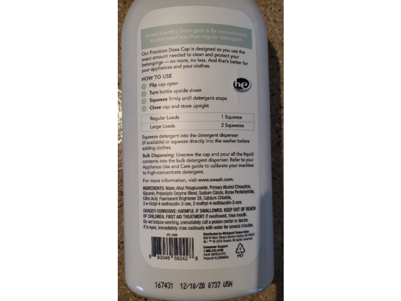 Swash Laundry Detergent, Free & Clear, 30 fl oz/887.2 mL