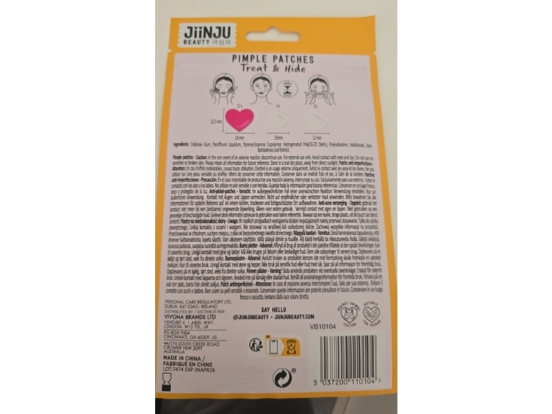 Jiinju Beauty Treat And Hide Pimple Patches, Pack Of 24
