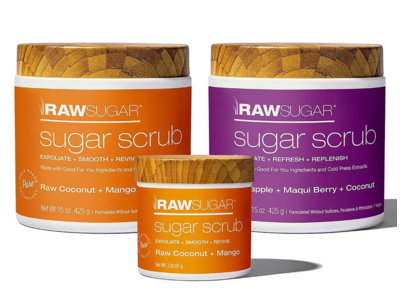 Raw Sugar Brightening + Nourishing Sugar Scrub Set, Pineapple + Maqui Berry + Coconut & Raw Coconut + Mango