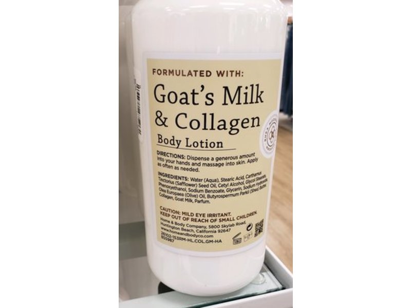 Home & Body Co Goat's Milk & Collagen Nourishing Body Lotion, Honey Almond, 31.8 oz/902 g
