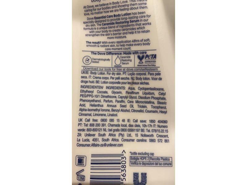 Dove Body Love Essential Care Body Lotion, 400 mL