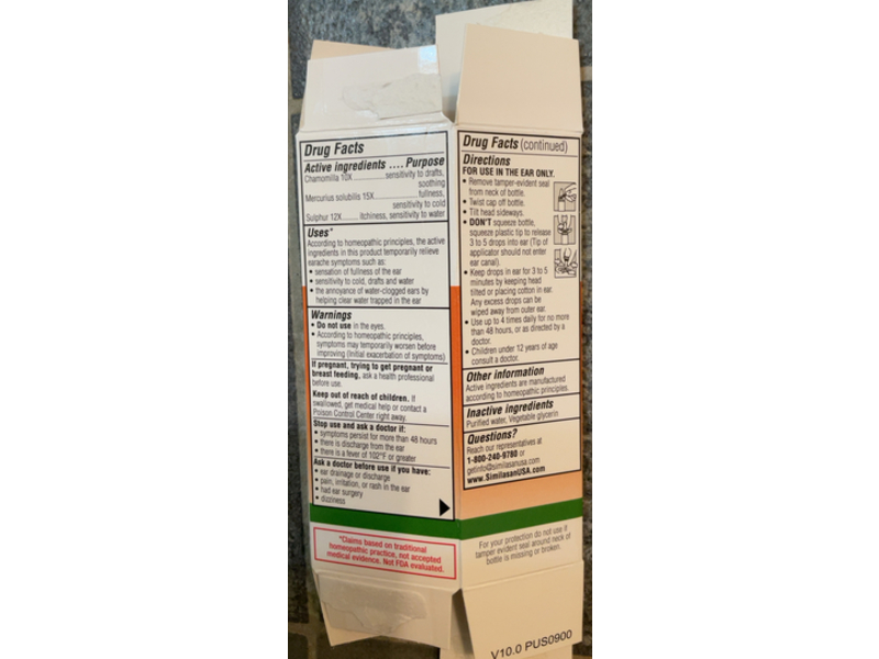 Similasan Earache Relief Ear Drops, 0.33 fl oz/10 mL, Pack Of 4