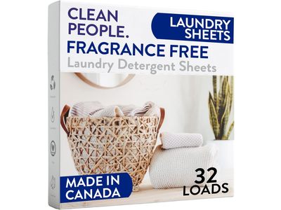 Clean People Ultra Concentrated Laundry Detergent Sheets, Fragrance Free, 32 Loads
