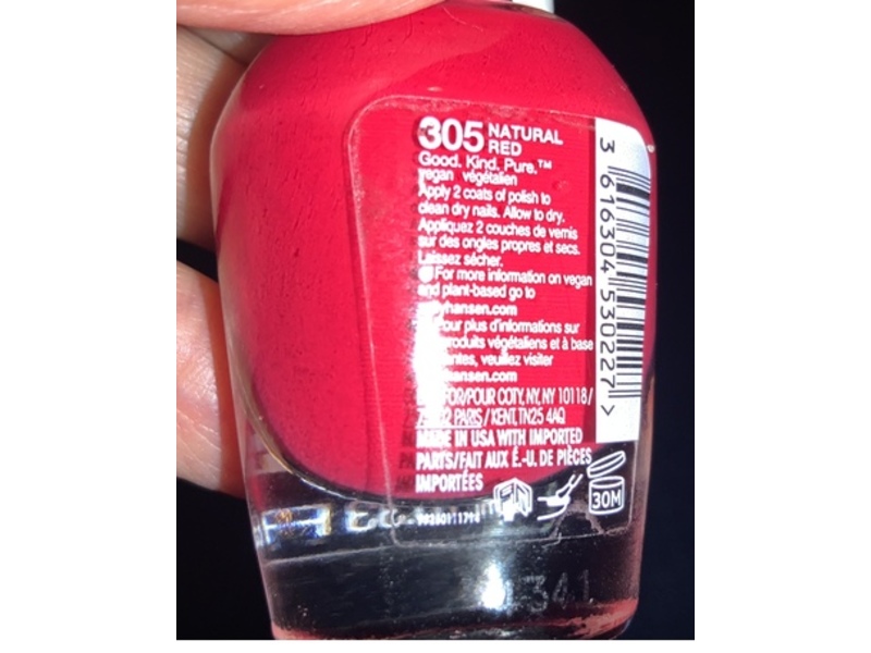 Sally Hansen Good Kind Pure Lasting Color Nail Polish, 305 Natural Red, 0.33 fl oz/10 mL