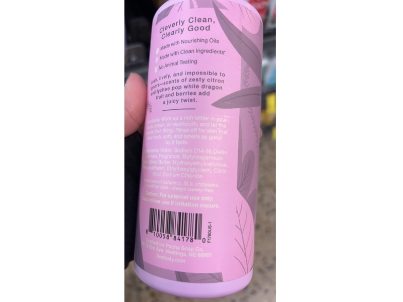 Foxly Hydrating Body Wash, Dragon Fruit, 16 fl oz/473 mL