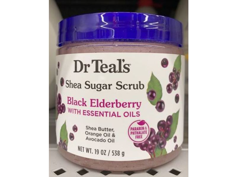 Dr Teal's Shea Sugar Scrub, Black Elderberry, 19 oz/538 g