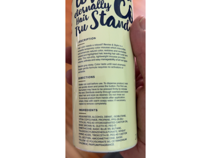 Truhair Revive & Style Instant & Temporary Hair Color Mousse, Dark Brown, 6.6oz/200 mL