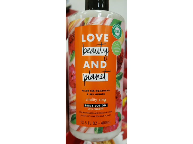 Love Beauty & Planet Vitality Zing Body Lotion, Black Tea Kombucha & Red Ginger, 13.5 fl oz/400 mL
