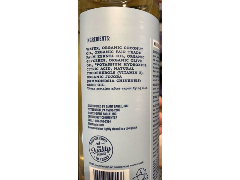 Giant Eagle Pure Castile Soap, Unscented, 32 fl oz/946 mL