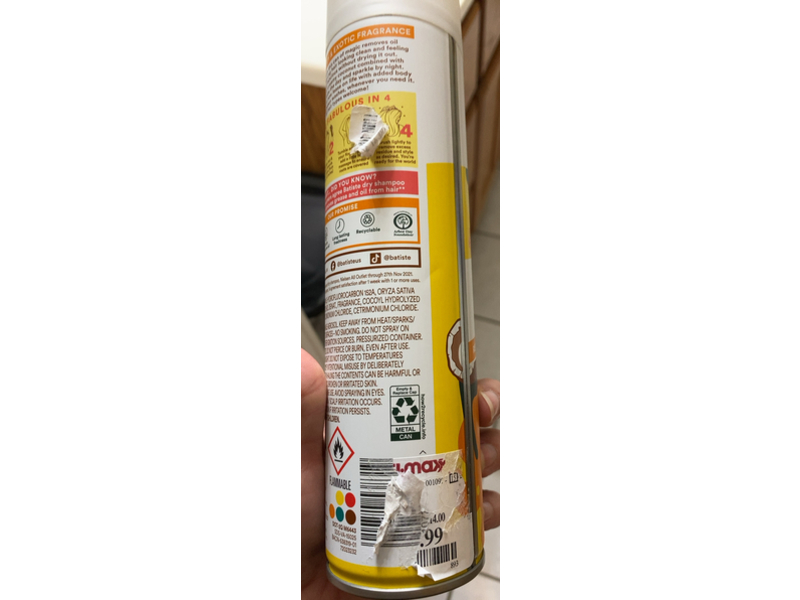 Batiste Dry Shampoo, Tropical Exotic Coconut, 7.62 oz/216 g