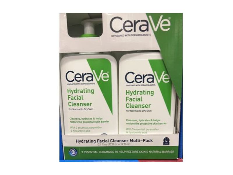 CeraVe Hydrating Facial Cleanser, Normal to Dry Skin, 12 fl oz, Pack Of 2