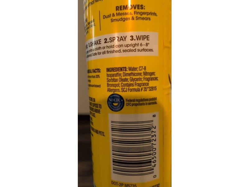 Sc Jhonson Pledge Furniture Polish, Lemon, 9.7 oz/274 g